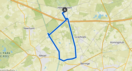 Wandelroute Kwakvors rondje vanuit Helenaveen - 14,6 km